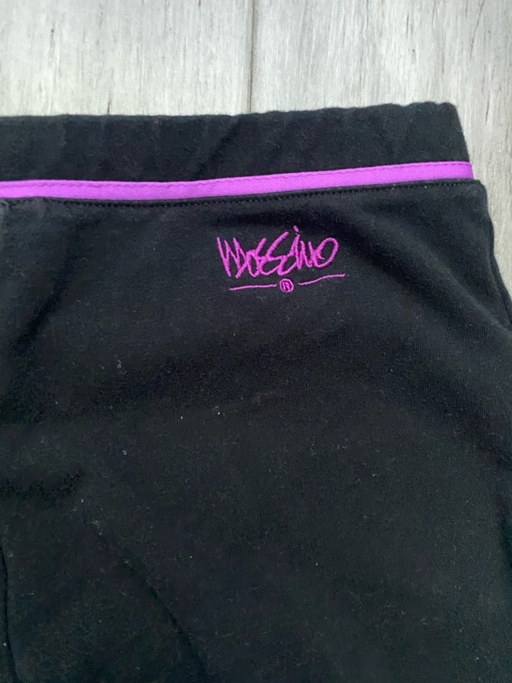 Mossimo Black Yoga Pants with Purple Waistband Accent Cotton Athletic Y2K 2000s - Picture 6 of 10
